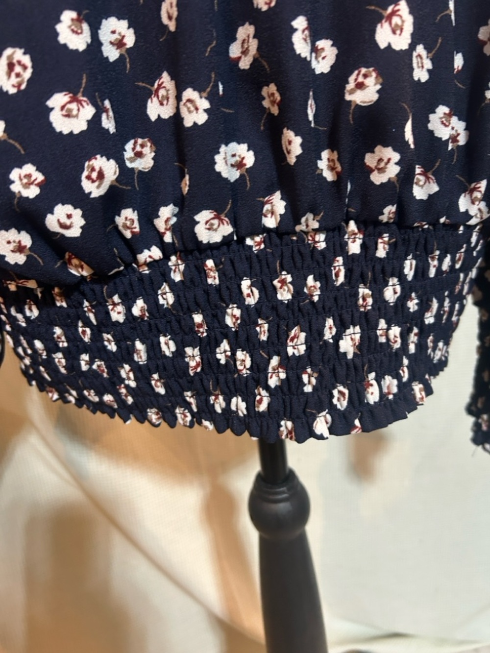 Maurices Navy Floral V-Neck Long Sleeve Blouse - Picture 4 of 6